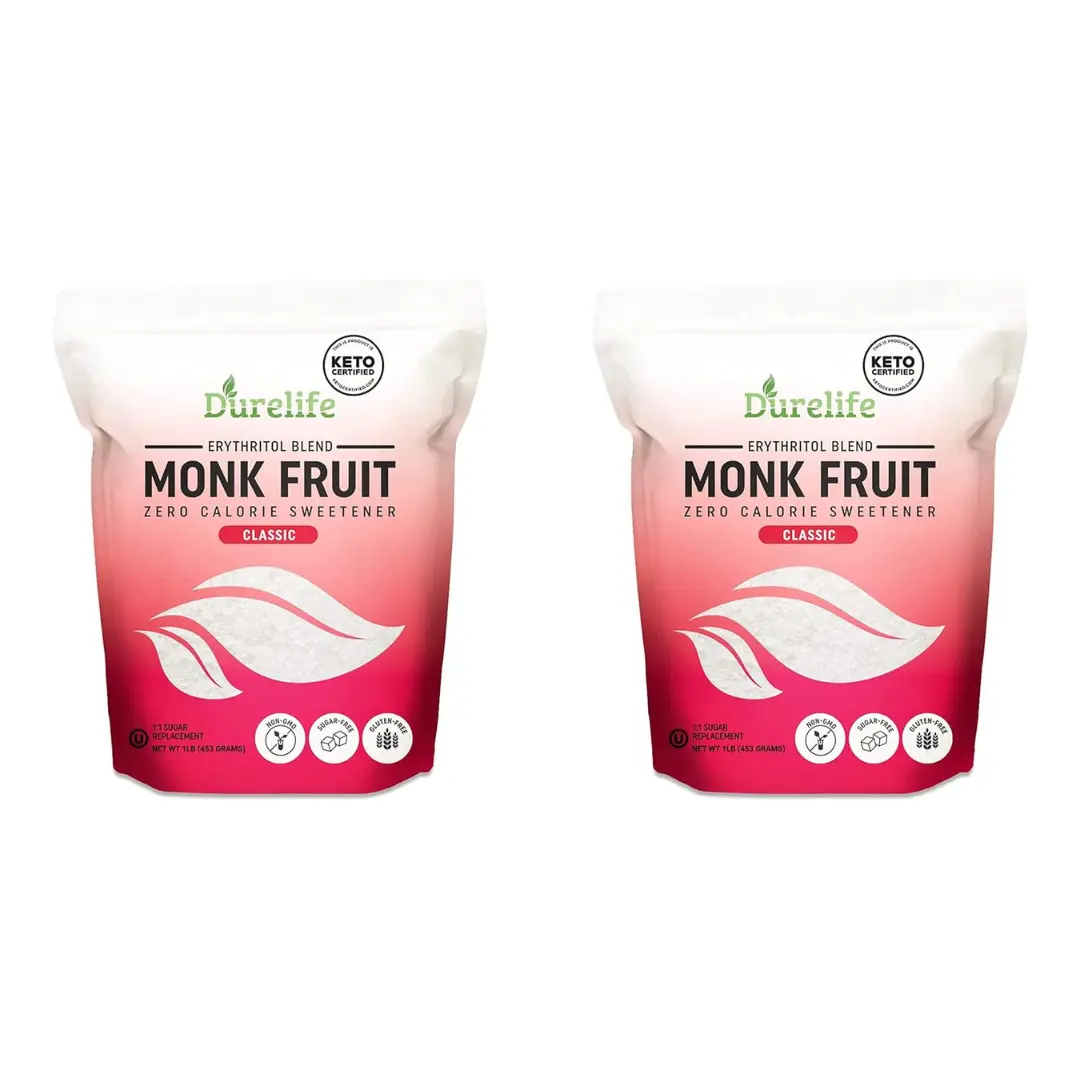 Durelife Monk Fruit Sweetener, Classic - White Sugar Substitute, Keto Diet Friendly, 1:1 Sugar Replacement, Zero Calorie - 1 lb pack of 2