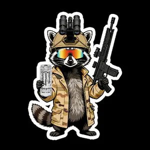 Tactical Trash Panda Raccoon Monster  (two decals 2.5") Stickers