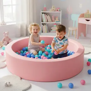 Costzon Ball Pit,  Foam Pool for Toddlers or Dogs with 50/100/200 Ocean Balls, Easy-to-Clean PU Leather Covers & Bottom Mat, Round Baby Playpen for Boys Girls