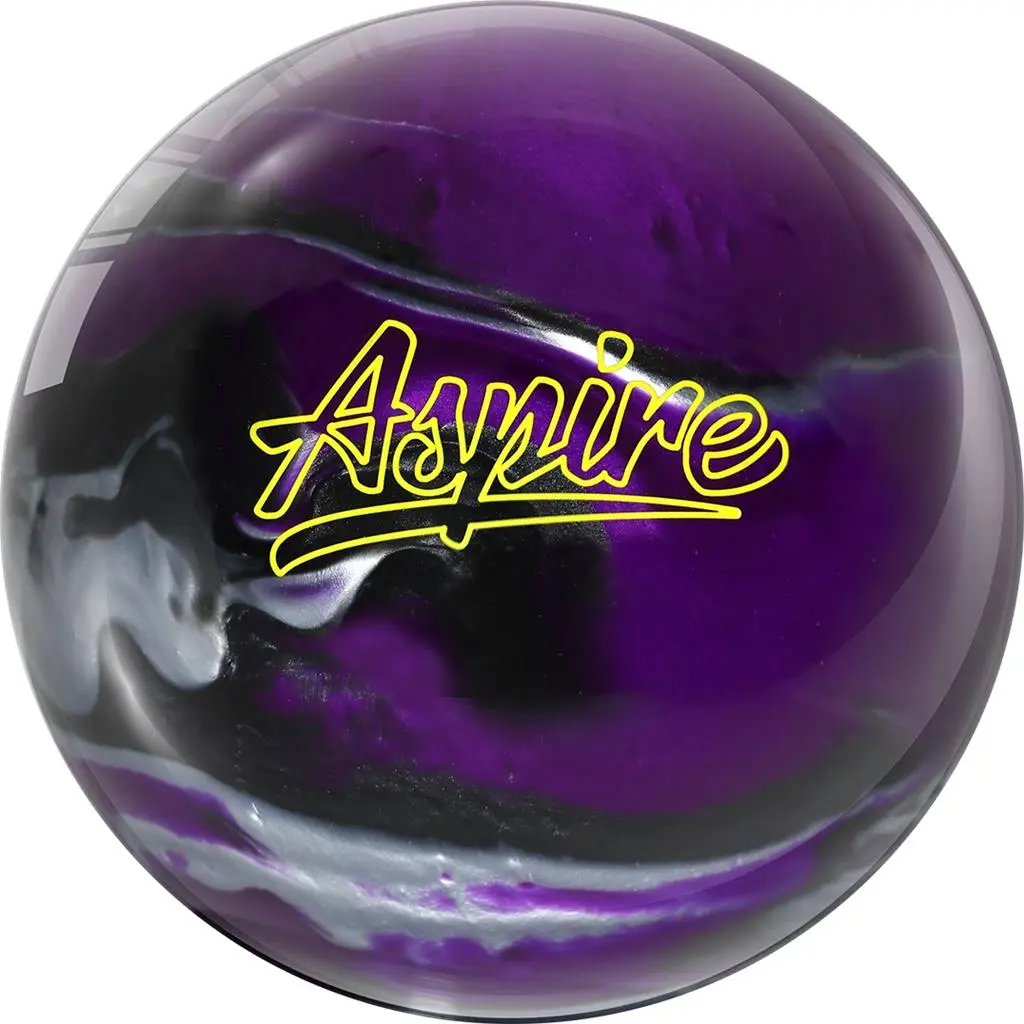 MOTIV Aspire Polyester Bowling Ball, Tyro Core for Spare Shooting, Low Friction, Multi-Size 8-15lbs (Incl.9lbs), Purple/Black/Silver, Straight Path, Stable Trajectory, Imbalance Neutralization