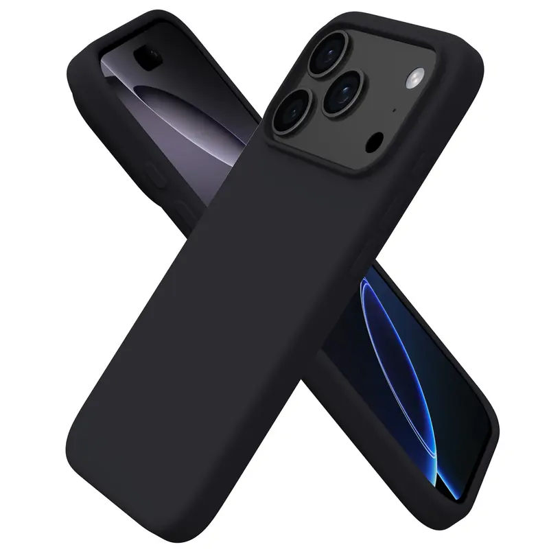 Slim Fit Liquid Silicone 3-Layer Full Cover Cellphone Case for iPhone 17 Pro Max, 16, 15 Series - Shockproof Soft Gel Rubber Casing with Anti-Scratch Microfiber, Protective Mobile Phone Accessories for Enhanced Protection