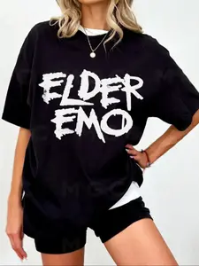 Elder Emo Graphic Tee, Comfort Colors Crewneck Sweatshirt, Loose-Fit Casual Style, Perfect for All Seasons & Emo Night Events