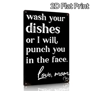 Wash Your Dishes Metal Sign 8×12 inch – Funny Kitchen Wall Decor, Sarcastic Mom Quote Sign, Vintage Humor Home Metal Sign Wall Decor for Kitchen All-Season