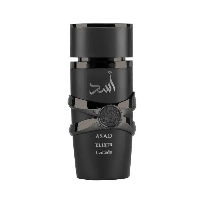 Lattafa Asad Elixir Eau de Parfum, Intense Oriental Woody Fragrance for Men with Spicy Amber Notes, 3.4 oz Natural Spray Bottle, Vanilla Scents, Cedarwood, Adults, Liquid, Aromatic Woody Fragrances, Spicy Woody Edp