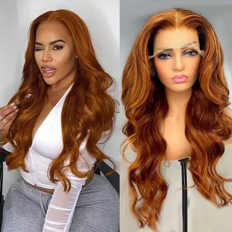 Hot Star Ginger Color Body Wave and Straight 13x6 HD Transparent Lace Front Wig 180% Density Wig