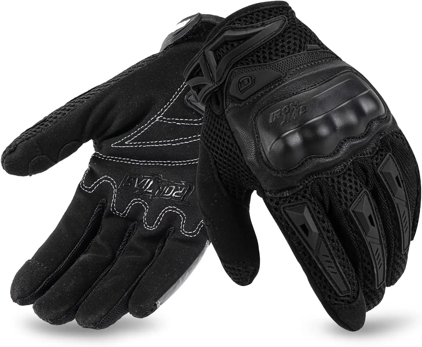 Motorcycle Gloves for Men and Women - Motorbike Powersports Racing Gloves with Hard Knuckle Touchscreen for BMX ATV MTB Riding (Black L)