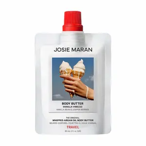 JOSIE MARAN Mini Vanilla Vibezzz Whipped Argan Oil Firming Travel Body Butter, Shea & Avocado Infused Body Care Moisturizer Cosmetic