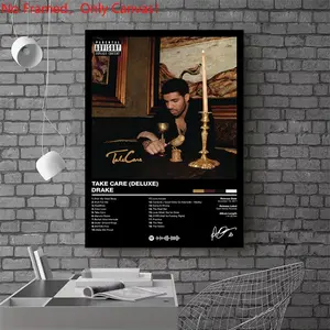 1 piece/set frameless canvas painting print poster, Artistic, hip-hop culture Characters realism art, Drake - Take Care, a gift for Rap Music loves, ideal for home decor