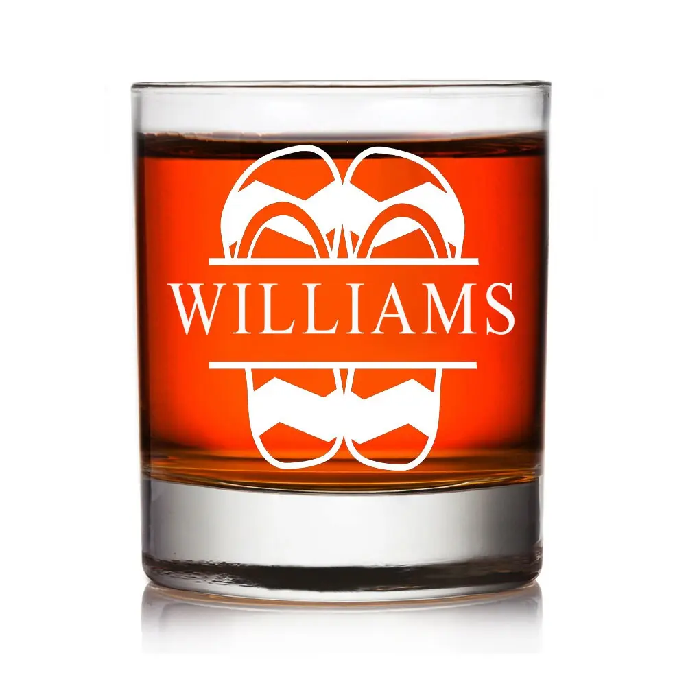 Personalized Whiskey Glasses, Engraved Beach Theme Design Rocks Glass Gift , Wedding Party Gift, Engraved Groomsman Custom Whiskey Glass,