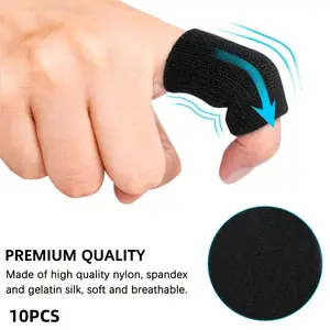 10 Pcs High Elastic Finger and Thumb Support Sleeves, Breathable Nylon Blend Compression Wrap, Ideal for Basketball, Volleyball, Badminton