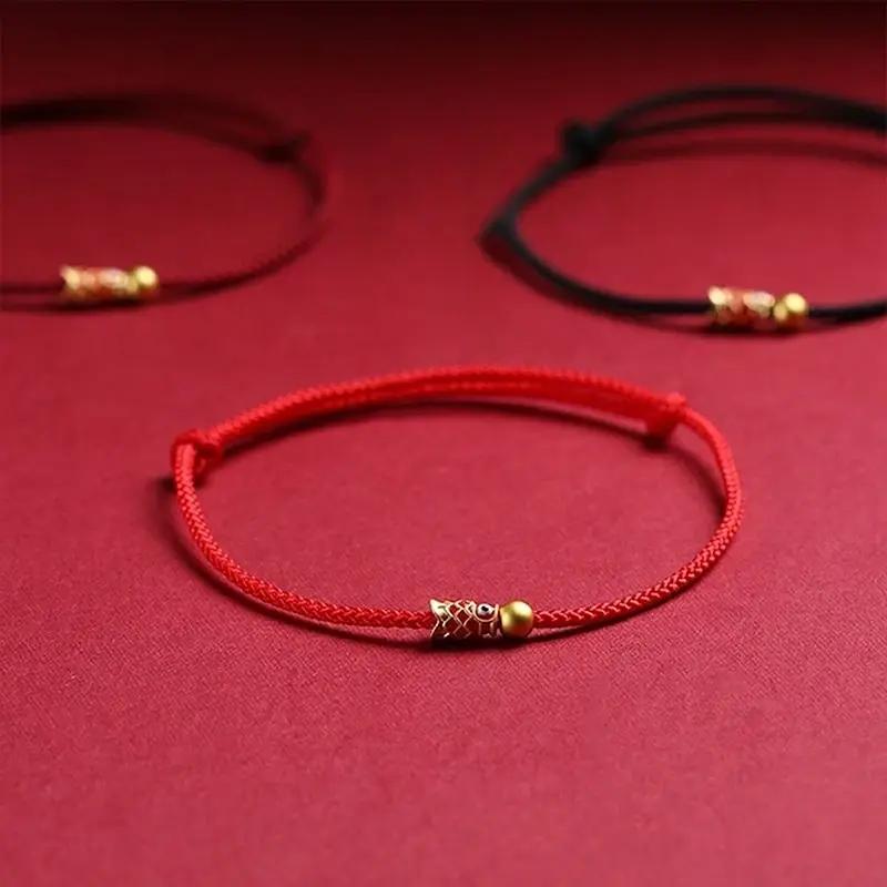 Exquisite Lucky Red Thread Bracelet Anklet For Men Women Koi Hand Rope Handmade Braided Rope Bracelets Jewelry Accessories Gifts
