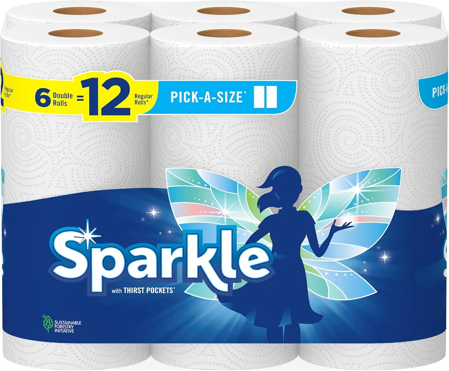 Pick-A-Size Paper Towels, 6 Double Rolls = 12 Regular Rolls, Everyday Value Paper Towel with Full and Half Sheets - Toilet Wipes