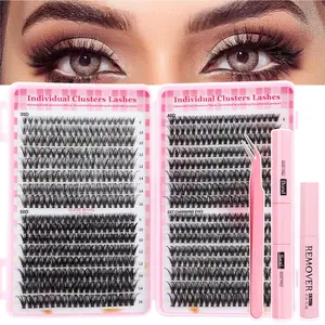 Luxury Eyelash Extension Kit, Large Capacity D Curl Individual Lashes, Cluster Glue Seal Tweezers, DIY 8-16mm Mixed Lashes