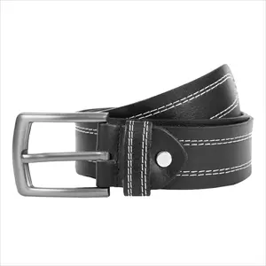 Berreri Men’s Genuine Leather Belt For Men With Strong Metal Buckle With Durable Double Stitching
