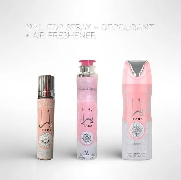 Yara Fresh Touch Bundle – 12ml EDP Spray + Deodorant + Air Freshener – Long-Lasting Everyday Scent Essentials, Fragrance, Floral