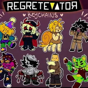 REGRETEVATOR Keychains, Poob, Pest, Split, Bive, Gnarpy, Lampert, Infected, Folly