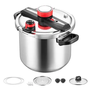 fathersdaygift VEVOR Pressure Cooker, 12Qt Pressure Cooker Stainless Steel, Pressures Canner with Steaming Rack, Tempered Glass Lid, Three Pressures Settings for Meat, Beans, Rice, Soup, Sauces, Cook up to 100 kPa Pot Modern