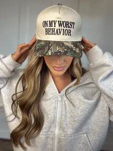 On My Worst Behavior Two Toned Canvas Cotton Cap