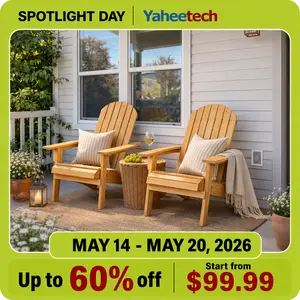 【Set of 2】Yaheetech 2026 Upgrade Folding Adirondack Chair Outdoor Solid Wood Garden Chair Weather Resistant, Fire Pit Lounge Chairs for Garden/Yard/Patio/Lawn summervibes