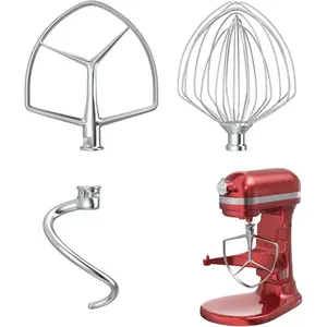 Stainless Steel Kitchen Mixers Accessories for  Mixer and 7 Qt Bowl (7QT 9-Wire Whip, 7QT Flat Beater, 7QT Dough Hook Attachment) Dishwasher safe