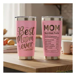 Best Mom Ever 20oz Tumbler Gift Set for Mother's Day & Birthday Double-Wall Insulated Stainless Steel Travel Mug with Heartwarming Text and Humorous Label Perfect for Coffee Tea or Cocoa
