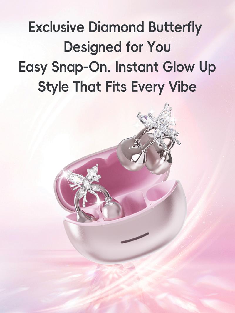 Sound AI Earbuds with Unique Design & Butterfly Crystal Charm