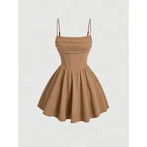 Women's Pleated Waist & Strap & A-Line Dress,Sun Dress Women's Pleated Waist & Strap & A-Line Dress,Sun Dress