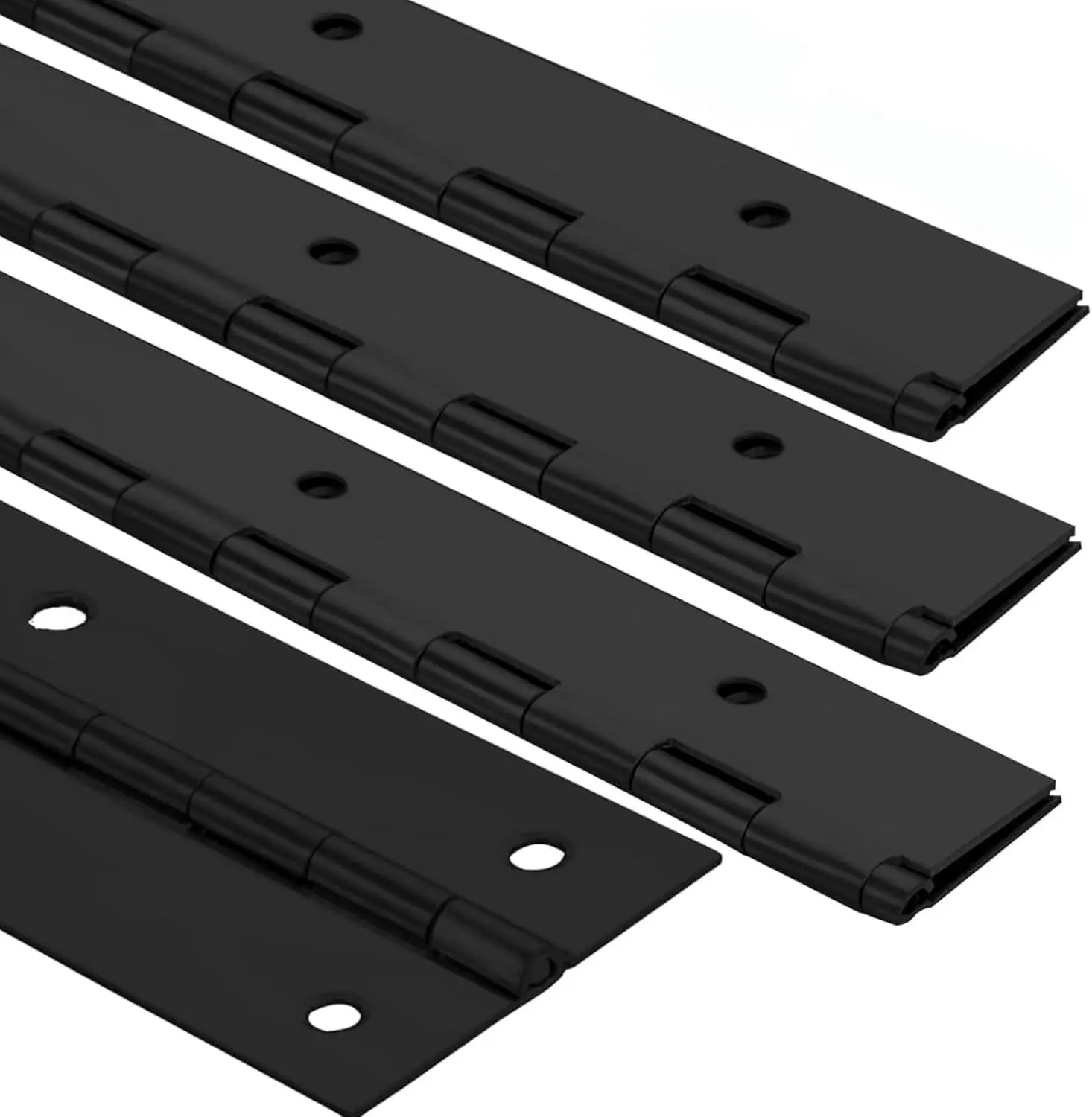 4Pack Heavy Duty Piano Hinge, 2" Open Width x 16" Continuous Hinges, 0.06" Thick Stainless Steel with Holes, Black Furniture Hinges for Cabinet Door Cases Woodworking