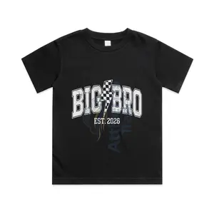 Big Bro Est 2026 New Big Brother Announcement Lightning Bolt Cotton T-shirt, Graphic Print Round Neck Short Sleeve Casual Tee for Boys Girls