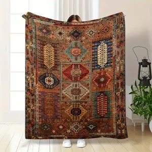 Boho Style Geometric Pattern Throw Blanket, Stylish Blanket, Soft Comfortable Throw Blanket, Warm Napping Blanket for Home Office Travel