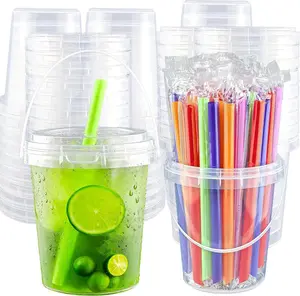 30Sets Disposable Cups With Lids and straws 34oz Drink Buckets with Handles for Outdoor HolidayTravel Wedding Birthday Party Supplies  eco brands Smoot Leakproof hie Corrosion Resistant Milkshake Smoothie Convenient