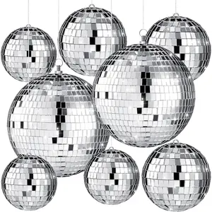 8 count Large Disco Ball Set  Mirror Disco Reflective Ball with Hanging Ring Party Ornament Decoration for Stage Club Ballroom Dance Hall Wedding Prom Props(3'', 4'', 6'')
