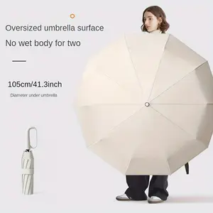 Windproof UV Protection Casual Folding UPF50+ Automatic Umbrella With Loop Buckle, Stylish Design Compact Sun Or Rain Dual-use Umbrella Steel