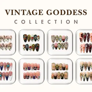 VINTAGE GODDESS Collection - Handmade Press-On Nails | Reusable, Salon-Quality, Long-Lasting, Glossy Design