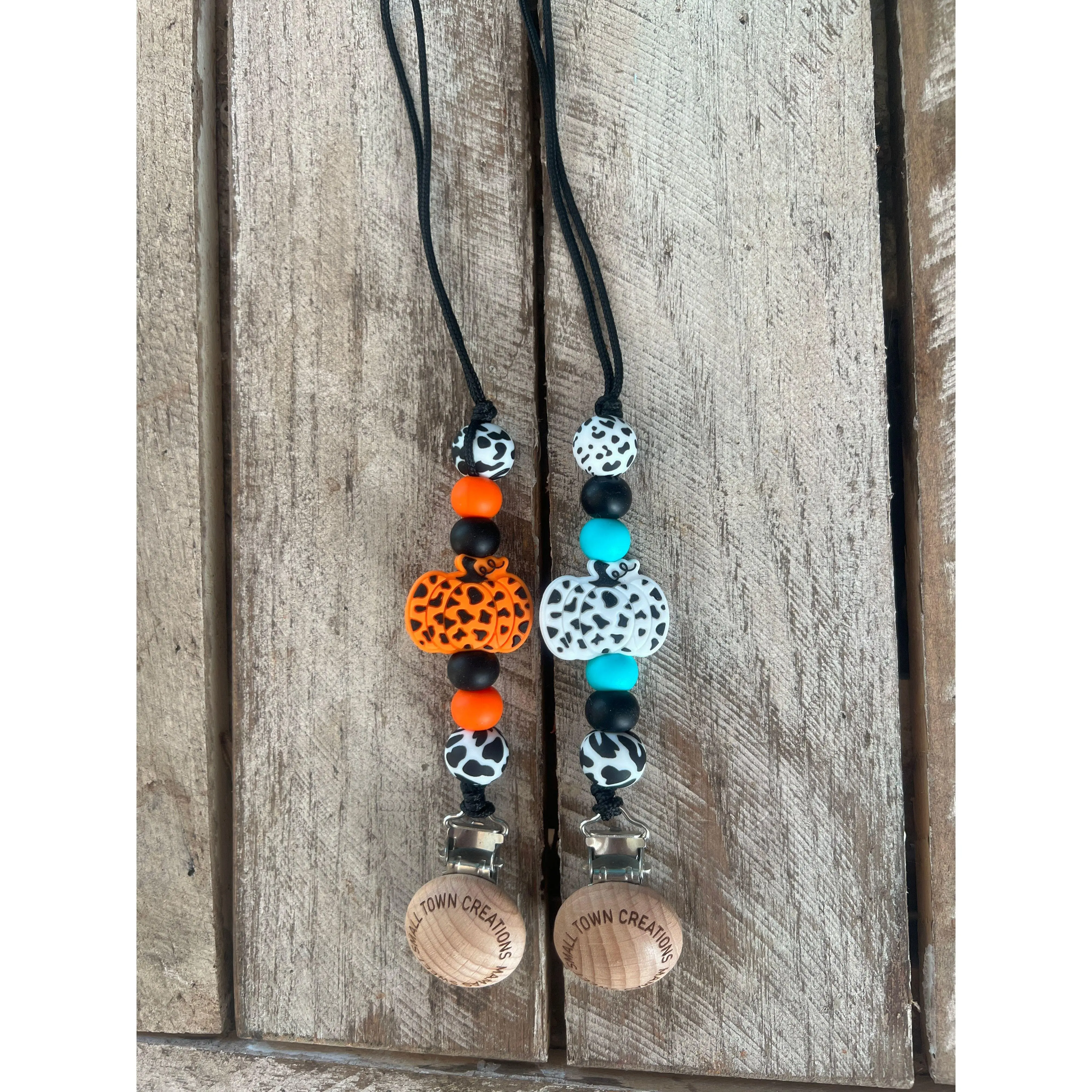 Cow Print Pumpkin Pacifier Holder