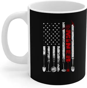 Miner Mug Miner American Flag Usa Flag Miner Coffee Mug 11oz