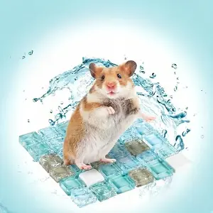Crystal Hamster Cooling Pad, Chew-Proof and Tip-Resistant, Easy to Clean, Scalable Quartz Glass Ice Crack Bed, Small Pet Cage Decoration