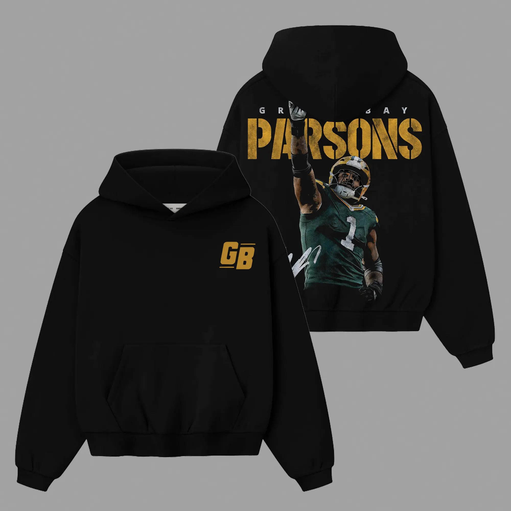 Retro Micah Parsons 1 Packers Nation Game Day Outfit Cotton Hoodie T-Shirt (Made In US), Packers Football Fans Shirt, Game Day Outfits, Gift For Football Fans, Football Graphic Tee
