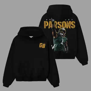 Retro Micah Parsons 1 Packers Nation Game Day Outfit Cotton Hoodie T-Shirt (Made In US), Packers Football Fans Shirt, Game Day Outfits, Gift For Football Fans, Football Graphic Tee