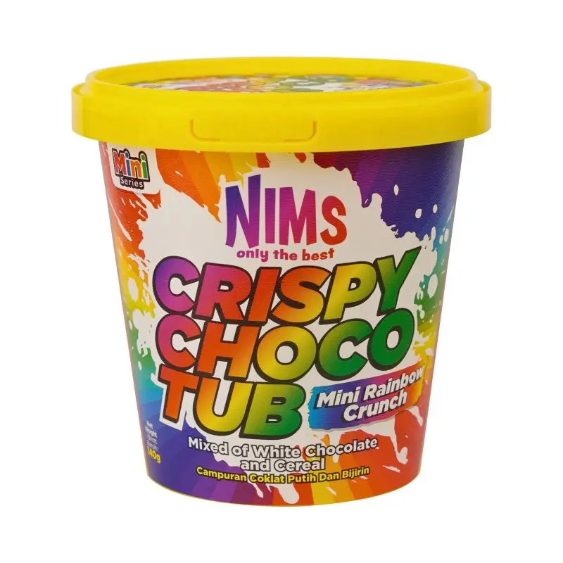 Nims Crispy Choco Tub - Mixed with Dark or White Chocolate - Best Flavors for Crunchy Snacks & Dessert Cookie - Satisfying Treat