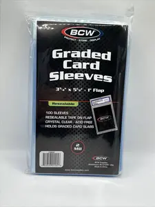 BCW Resealable Graded Card Sleeves 1 Pack of 100 for Graded Cards - High-Quality Design for Card Collectors and Enthusiasts