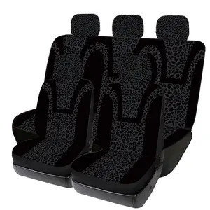 Leopard Print Car Interior Set, 5 Seat Full Coverage, Universal All-Season Fabric, Car Seat Covers, Headrests, Protection, Car Seat Protectors