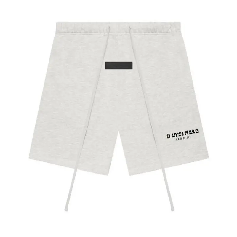 Men’s casual drawstring light oatmeal shorts
