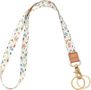 Badge Lanyard for , Long  Strap with Metal Hook for ID Badges, Cute Lanyard  for Women Girls, Flower