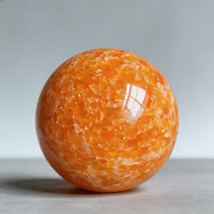 Natural Stone Sunstone Quartz Ball Polished Crystal Ball Rock Healing Christmas Easter Halloween Holiday Gift Interior Decoration Luck / Good Luck room accent sculpture desk decor lovely