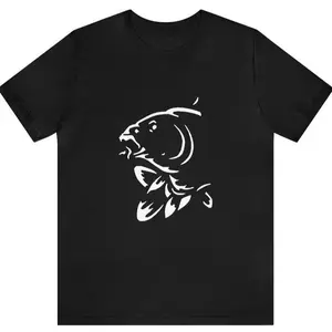 Minimalist Carp Fishing Silhouette Graphic 100% Cotton Round Neck Unisex Tops Tees T-Shirts, Fisherman Casual Wear