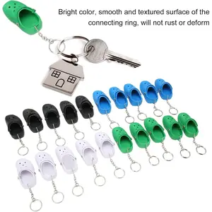 20 Pcs Cute Slipper Keyring Silicone Beach Hole Little Sandals Mini Shoe Key Ring Four Color for Decoration Party Favor western  keychain