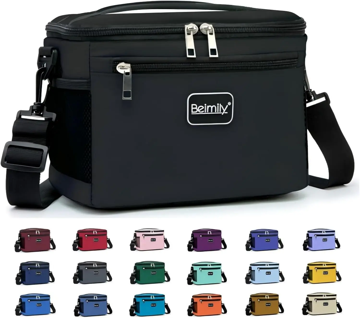 Lunch Box for Men/Women, Small Insulated Lunch Bag, Leak-Proof Soft Cooler Tote Bag, Reusable LunchBox for Work, Travel, Fitness, Picnic with Adjustable Shoulder Strap for Adults (Black)
