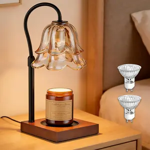 Elegant Tulip Candle Warmer Light Dimmable With Timer Height Adjustable Solid Wood Base Flameless Candle Melter For Home Living Room