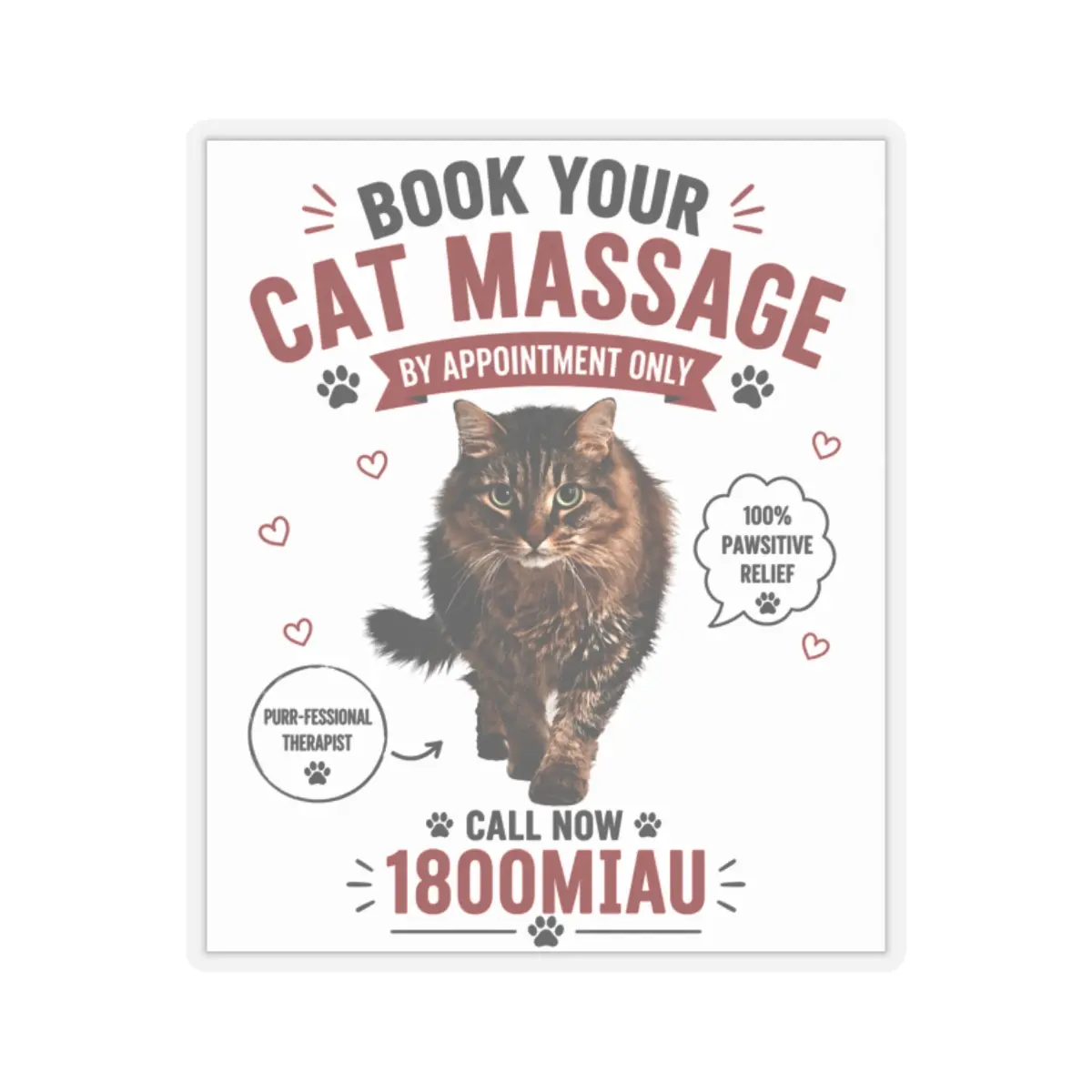 Cute Cat Die-Cut Massage Vinyl Stickers - Scratch-Resistant Vintage Paw, Vinyl Face Designs for DIY Scrapbooking, Stamping Projects, Die-Cut Stickers